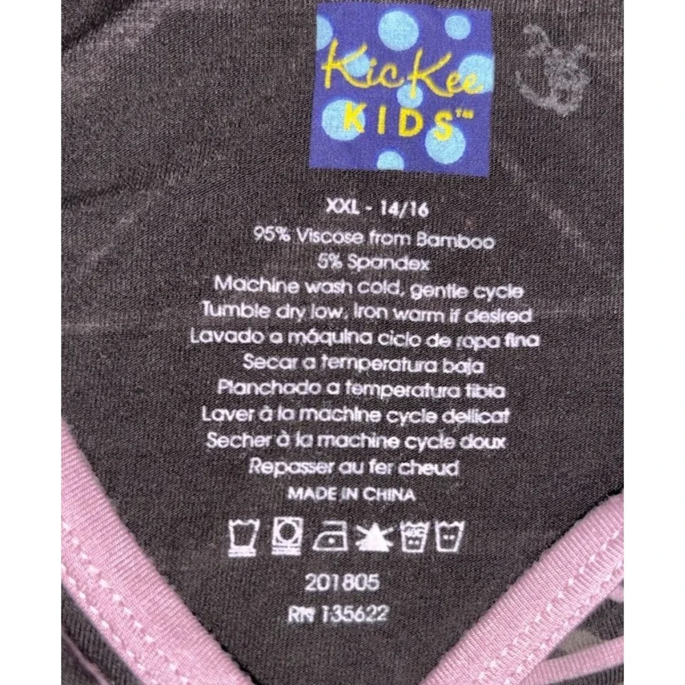 KicKee Pants Girls 14 16 Long Sleeve Bamboo‎ Dress Gray Purple Hi Low Ruffled